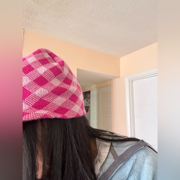 Hello Kitty  beanie stripe knit kids cap hat OS pink purple winter vintage y2k - Picture 3 of 15